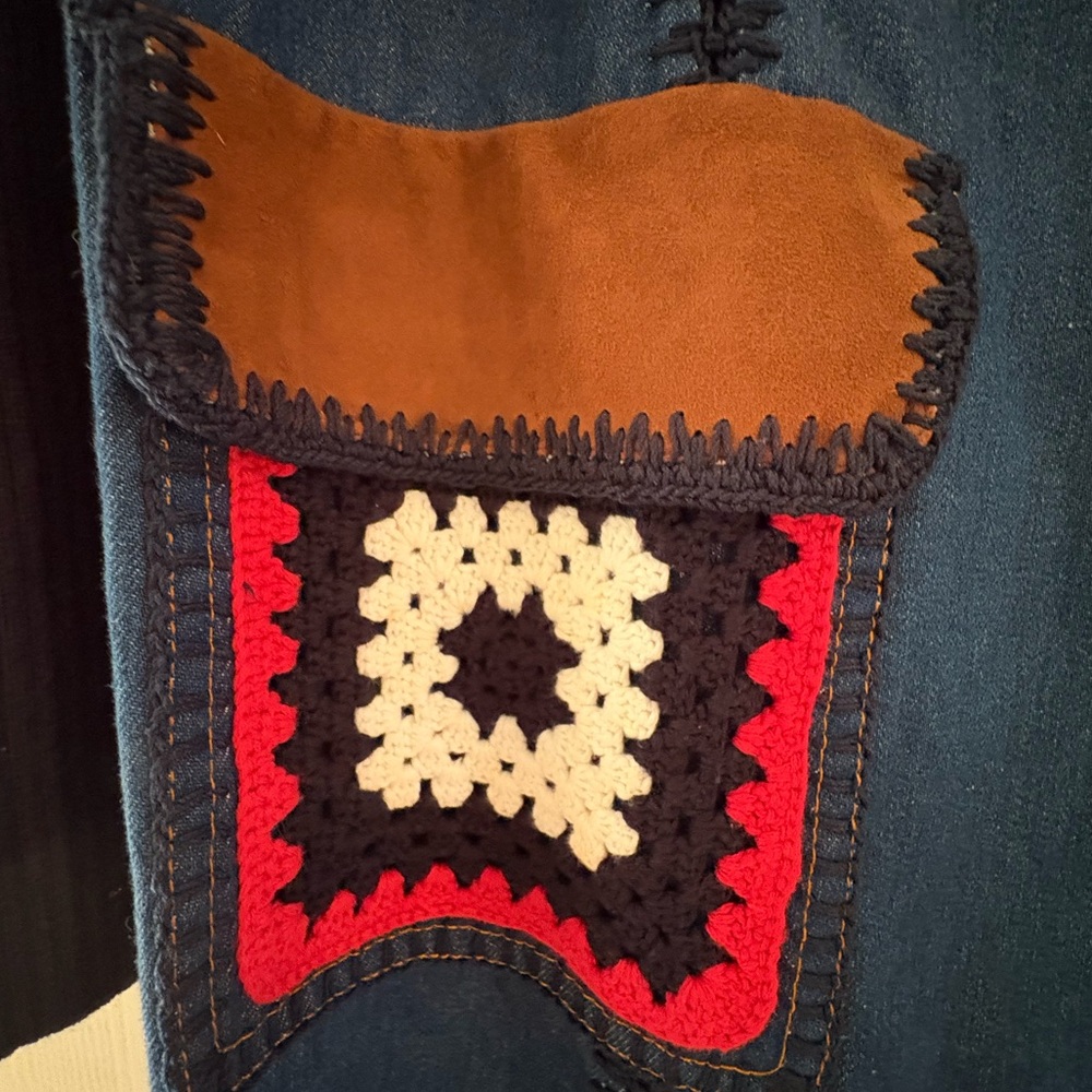 Prada Made in Italy Denim Crochet Patchwork Coat – IT 42 (US 6/8) RARE - Picture 4 of 9